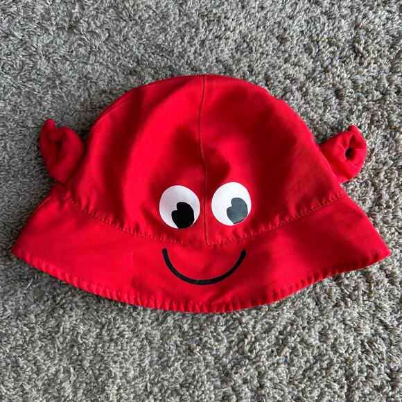 Crab Swim Bucket Hat Baby Red White One Size - Picture 1 of 6